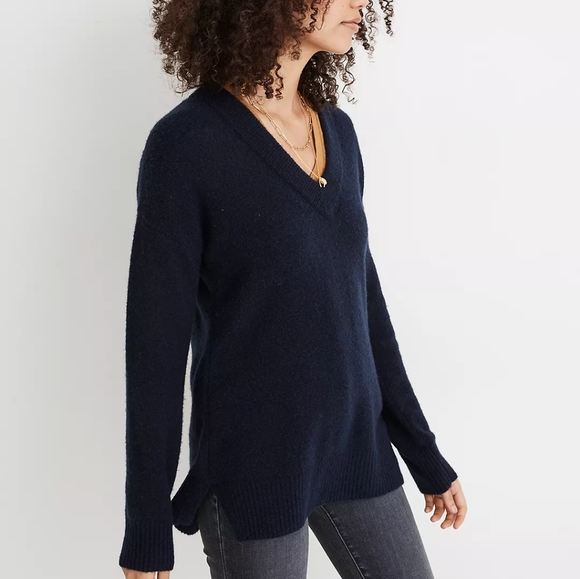Madewell Bartlett V-Neck Pullover Sweater in Balck, Size S - Picture 1 of 7